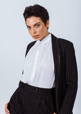 Black Pinstripes Suit Pants – Women’s Tailored Office Trousers