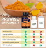 Organic Turmeric with Ginger and Black Pepper 2280mg (High Strength) | 180 Vegan Turmeric Capsules with Active Ingredient Curcumin I Soil Association Approved