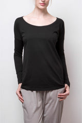 Organic Pima Cotton Long-Sleeve Tee - Black