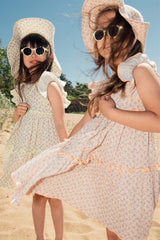 Girls Organic Muslin Sun Hat with Floral Print