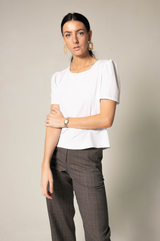 Elegant Round Neck Blouse in White – Chic Women’s Top