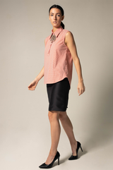 Italian Cotton Orange Sleeveless Top – Elegant Summer Blouse