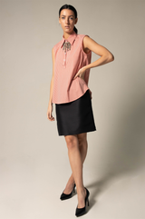 Italian Cotton Orange Sleeveless Top – Elegant Summer Blouse