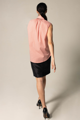 Italian Cotton Orange Sleeveless Top – Elegant Summer Blouse