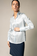 Luxe Silk Blouse in Blue – Luxurious Women’s Silk Top