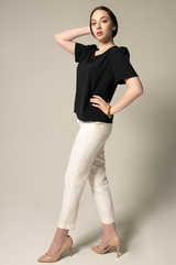 Elegance Round Neck Blouse in Black – Women’s Elegant Top