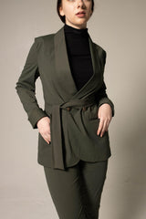 Women's Olive Blazer with Front Buttons – Tailored Blazer for Women