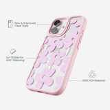 Clear Pink Blooms iPhone 17 Case With Petal Pink Ridge (MagSafe included)