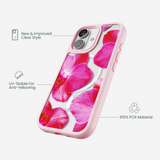 Clear Pink Orchids iPhone 17 Case With Petal Pink Ridge (MagSafe included)