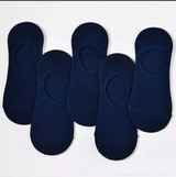 Anyfootwear 5 Pairs Men's Invisible Boat Socks Size 4-9 Blue Summer Thin Cotton Non-Slip Silicone Breathable Solid Color Low Cut Socks