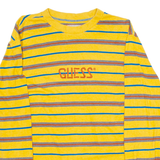 GUESS ORIGINALS Striped Mens T-Shirt Yellow Long Sleeve S