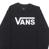 VANS Classic Fit Mens T-Shirt Black Long Sleeve Crew Neck S