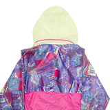 Womens Rain Jacket Pink Hooded Crazy Pattern L