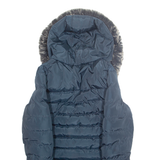 KANGOL Womens Parka Coat Blue Hooded S