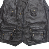 Mens Gilet Black Faux Leather XL