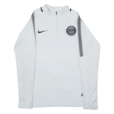 NIKE Paris St Germain Training Mens Football Shirt Jersey Grey 1/4 Zip S