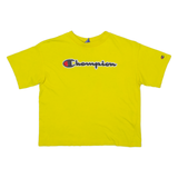 CHAMPION Womens T-Shirt Yellow Crew Neck S