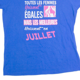 GILDAN French July Birthday Womens T-Shirt Blue Crew Neck L