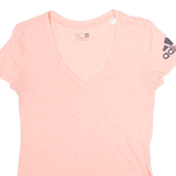 ADIDAS Womens T-Shirt Pink V-Neck XS
