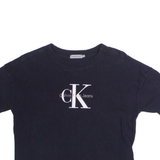 CALVIN KLEIN JEANS Cropped Womens T-Shirt Black Crew Neck XS