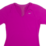 NIKE Womens T-Shirt Pink V-Neck XS