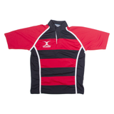 GILBERTS Striped Rugby Mens Jersey Red Button Neck M