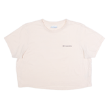 COLUMBIA Cropped Womens T-Shirt Beige Crew Neck M