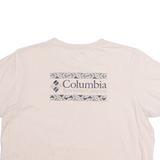 COLUMBIA Cropped Womens T-Shirt Beige Crew Neck M