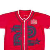 TWO ANGLE ATHLETICS Baseball Button Up Mens Jersey Red USA Button Neck M