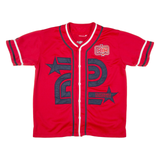 TWO ANGLE ATHLETICS Baseball Button Up Mens Jersey Red USA Button Neck M