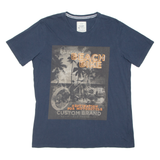 QUALITY APPAREL Beach Bike Mens Biker T-Shirt Blue L