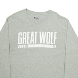 CHAMPION Great Wolf Lodge Mens T-Shirt Grey Long Sleeve L