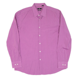 BOSS Slim Fit Mens Plain Shirt Purple Long Sleeve L