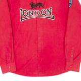 London Mens Plain Shirt Red Long Sleeve L