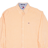 TOMMY HILFIGER Mens Shirt Orange Check Long Sleeve XL