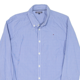 TOMMY HILFIGER Mens Shirt Blue Spotted Long Sleeve S