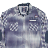 CAMP DAVID Mens Shirt Blue Check Long Sleeve 2XL