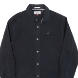 TOMMY HILFIGER Slim Fit Mens Plain Shirt Black Long Sleeve S
