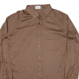 Mens Plain Shirt Brown Long Sleeve M