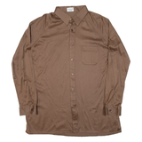 Mens Plain Shirt Brown Long Sleeve M