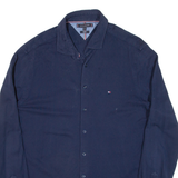 TOMMY HILFIGER Slim Fit Mens Plain Shirt Blue Long Sleeve XL