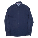 TOMMY HILFIGER Slim Fit Mens Plain Shirt Blue Long Sleeve XL