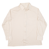 Zip Up Mens Plain Shirt Beige Long Sleeve XL