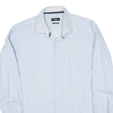 BOSS Slim Fit Mens Plain Shirt Blue Long Sleeve L