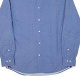 TOMMY HILFIGER Mens Shirt Blue Spotted Long Sleeve L
