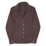 TOMMY HILFIGER Womens Shirt Brown Check Long Sleeve XS
