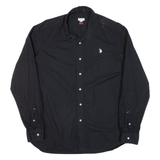 U.S. POLO ASSN Slim Fit Mens Plain Shirt Black Long Sleeve 2XL