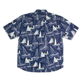 MICHAEL AUSTIN Mens Shirt Blue Crazy Pattern XL