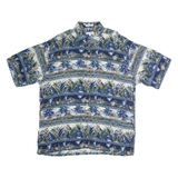 PIERRE CARDIN Mens Hawaiian Shirt Blue Floral XL