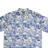 CLUB TANGO Mens Shirt Blue Silk Crazy Pattern L